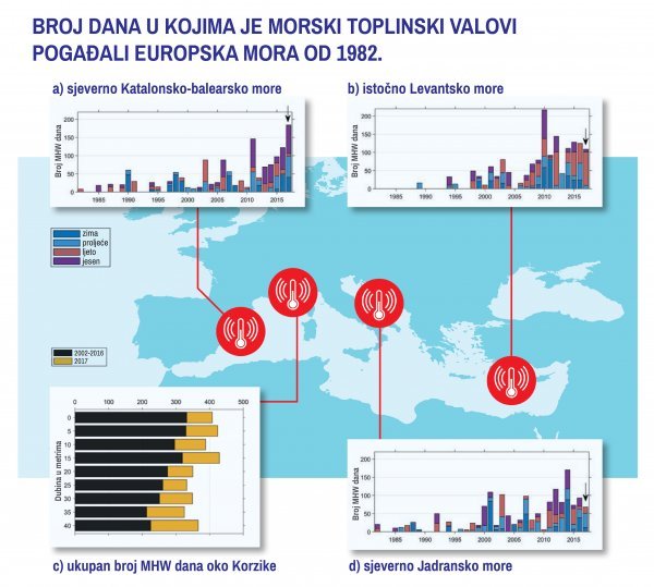 Valovni morskih vrućina u Sredozemlju: godine 2014. more je bilo pretoplo više od 170 dana