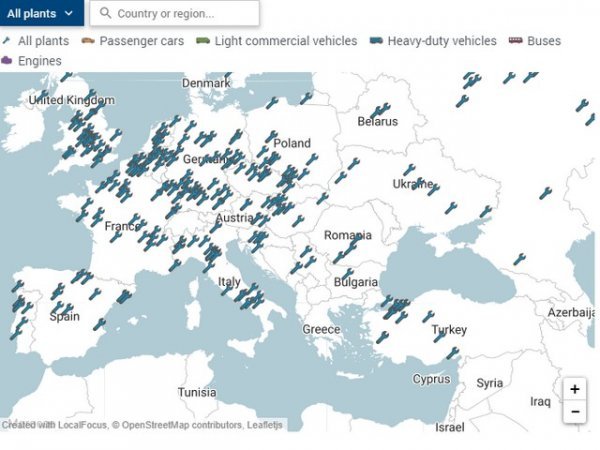 ACEA-ina mapa proizvodnih automobilskih pogona 2019.