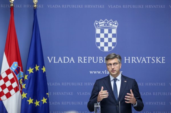Konferencija premijera Andreja Plenkovića u Banskim dvorima