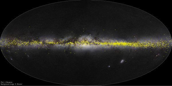 Naša galaksija iz profila: svijetle točke su Cefeide.