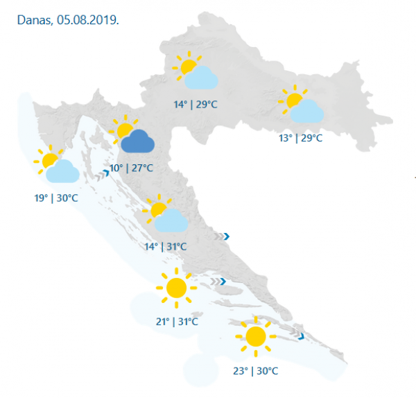 Vremenska prognoza za Hrvatsku