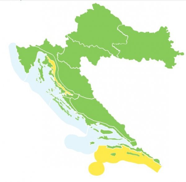Zbog umjerene do jake bure izdan je žuti meteoalarm za Velebitski kanal i jug Dalmacijje za subotu