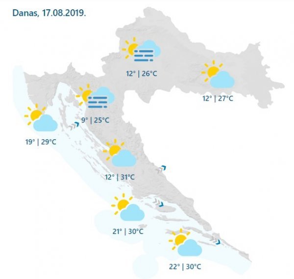 Vremenska prognoza za Hrvatsku za subotu