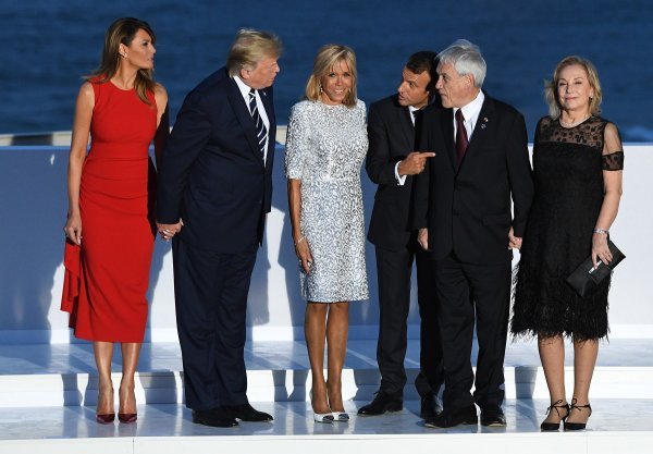 Melania Trump, Donald Trump, Brigitte Macron, Emmanuel Macron, Sebastián Piñera, Cecilia Morel