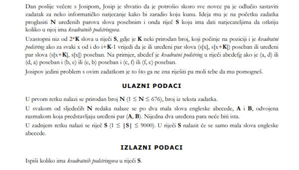 Primjer zadatka kakve su morali rješavati hrvatski informatički olimpijci
