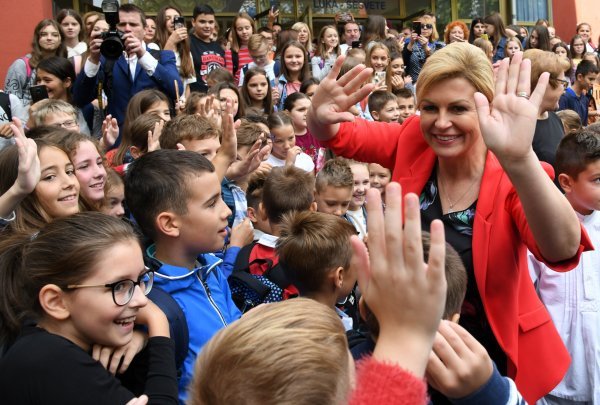Kolinda Grabar Kitarović u Osnovnoj školi Luka u Sesvetama