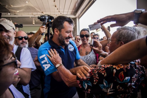 Matteo Salvini, čelnik desničarske talijanske stranke Liga, na svojoj ljetnoj turneji u Moliseu 9. kolovoza 2019.