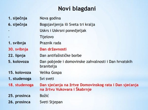 Novi državni blagdani