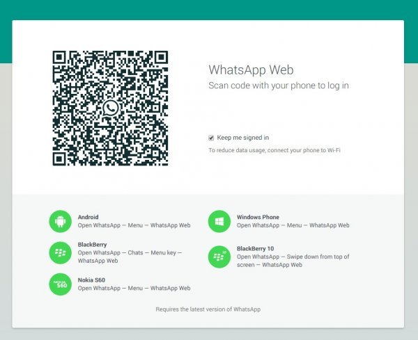 Web verzija WhatsAppa Screenshot