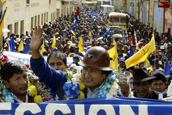 Evo Morales, vođa bolivijskih uzgajivača koke i predsjednički kandidat MAS-a, koji je pobijedio na izborima 2005. godine