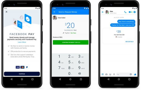 Facebook Pay prihvaća većinu glavnih kreditnih kartica, uključujući Visu i MasterCard, a korisnici mogu povezati i PayPal račun