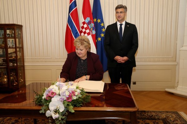 Sastanak Andreja Plenkovića s norveškom premijerkom Ernom Solberg