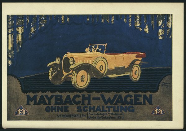 Oglas u novinama iz 1922. 'Maybach-Wagen Ohne Schaltung' ('Automobil Maybach bez mjenjača')