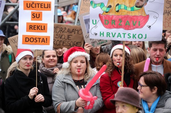 S nedavnog prosvjeda hrvatskih učitelja i nastavnika