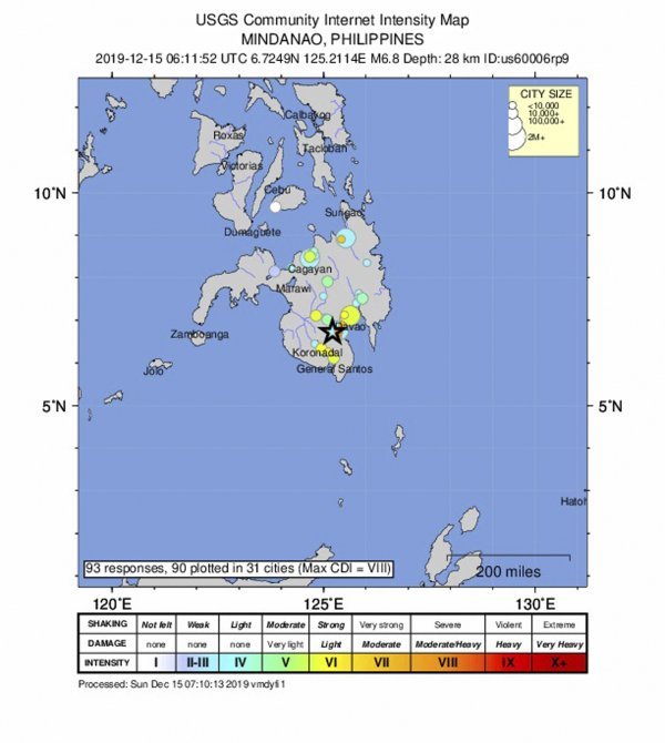 Lokacija potresa na Filipinima