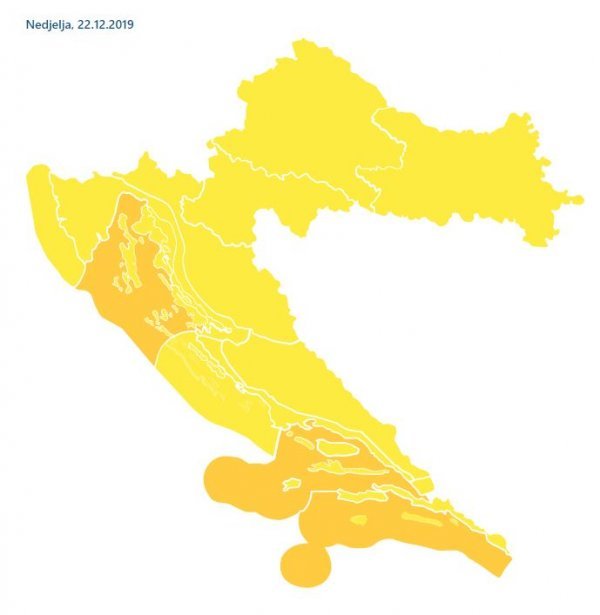 Žuti meteoalarm oglašen je i za nedjelju