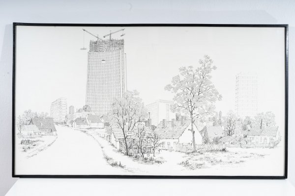 Crtež umjetnika Matije Pokrivke koji prikazuje križanje Vukovarske (tadašnje Ulice proleterskih brigada) i Nove ceste (tadašnje Lenjingradske), a na njemu se vidi i izgradnja Zagrepčanke