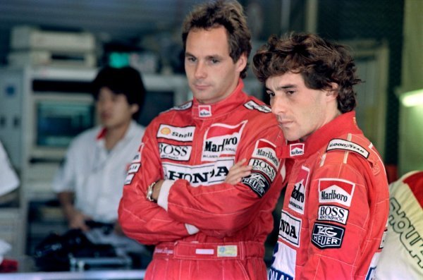 Ayrton Senna i Gerhard Berger snimljeni 1990., kada su vozili za momčad McLaren Honda