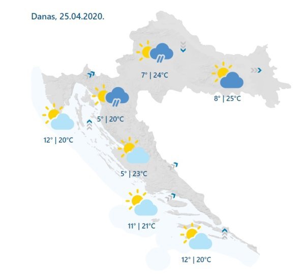 Vremenska prognoza 25.4.2020.