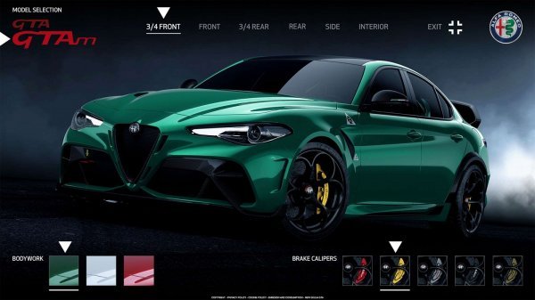 Alfa Romeo GTA i GTAm konfigurator u kojem možete online mijenjati boje pojedinih komponenti
