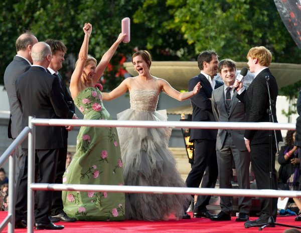 J.K. Rowling, Emma Watson, Daniel Radcliffe i Rupert Grint na premijeri posljednjeg filma iz serijala o Harryju Potteru 2011. 