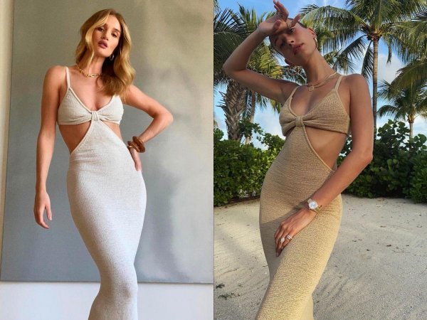 Rosie Huntington-Whiteley i Hailey Bieber u haljini Serita