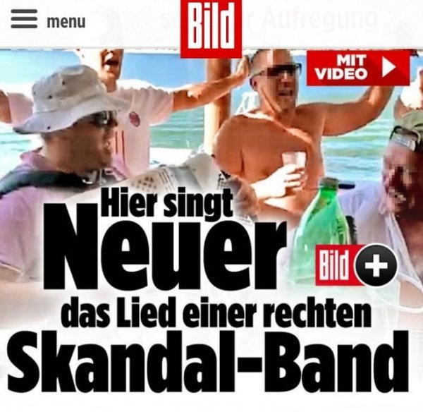 Naslovnica Bilda uz napis: Neuer pjevao pjesmu desničarskog skandaloznog benda