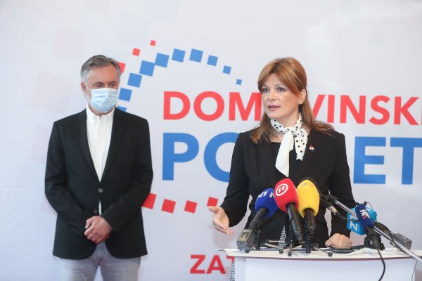 Karolina Vidović Krišto i Miroslav Škoro na konferenciji za medije