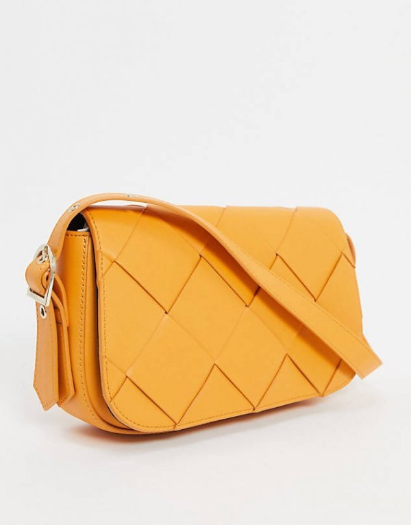 Who What Wear Harper weave detail shoulder bag in yellow