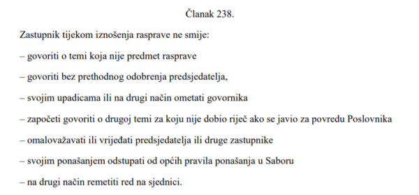 Članak 238. saborskog Poslovnika