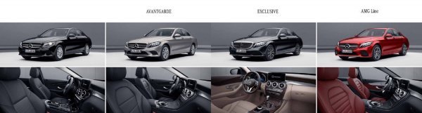 Mercedes-Benz C-klasa - izgled prednjeg kraja prema razinama opreme