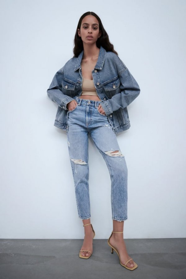 Zara Ripped Mom Jeans TRF