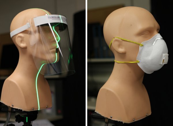 Istraživači su simulirali kašalj povezavši glavu lutke s uređajem za stvaranje magle koji paru stvara miješanjem vode i glicerina