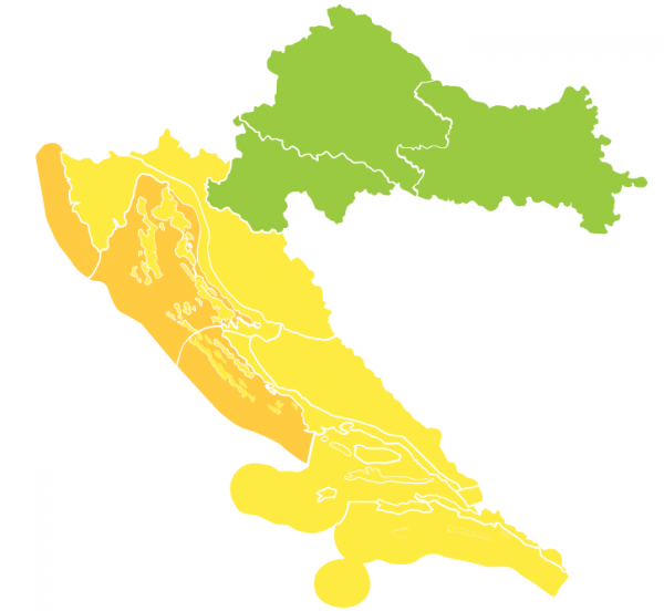 Narančasti meteoalarm izdan je zbog jakog do olujnog vjetra na Jadranu i žuti zbog kiše u zaleđu
