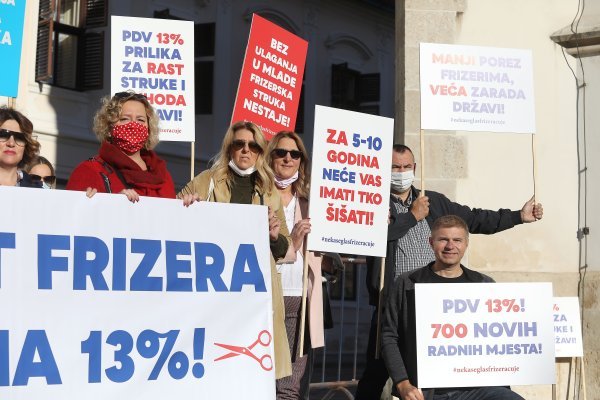 Prosvjed frizera na Markovu trgu