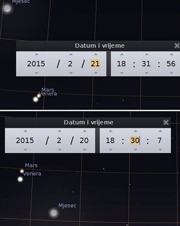 Položaj tijela na našem nebu Stellarium.org