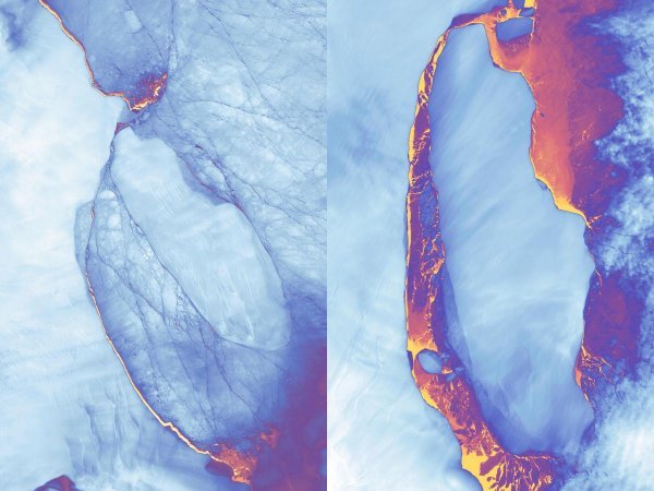 Satelitske snimke ledenjaka Larsen C iz rujna 2018.