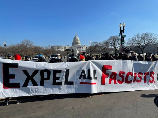 Grupica prosvjednika kod zgrade Kongresa