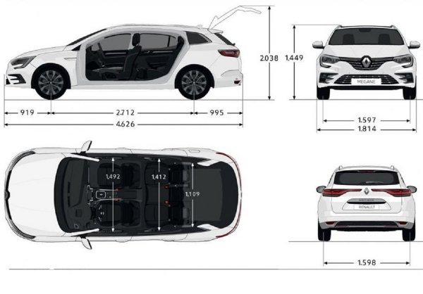 Renault Mégane Grandtour Edition One E-TECH 160 Plug-in Hybrid - dimenzije