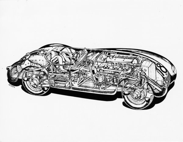 Jaguar C-type - ilustracija presjeka originalnog modela