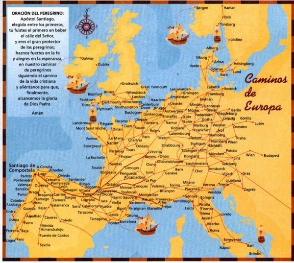 Karta kopnenih puteva u srednjovjekovnoj Europi  