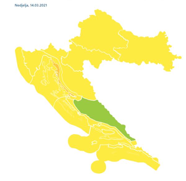 Za nedjelju je za gotovo cijelu zemlju izdan žuti meteoalarm zbog jakog vjetra i kiše