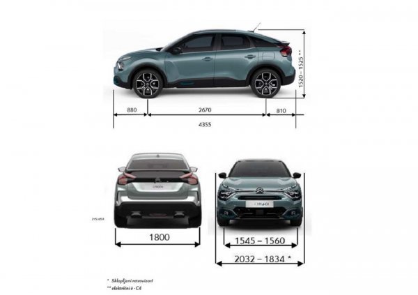 Citroën ë-C4 dimenzije