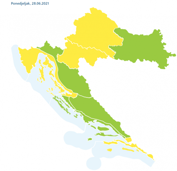 Za ponedjeljak je oglašen žuti meteoalarm zbog visokih temperatura