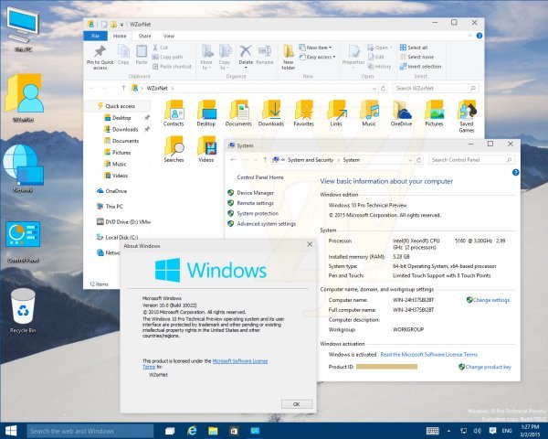 Windows 10, build 10022 Wzor