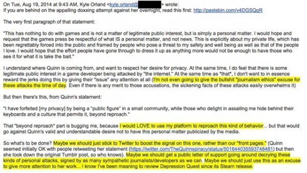 Orlandovo pismo vezano uz Zoey Quinn Breitbart News