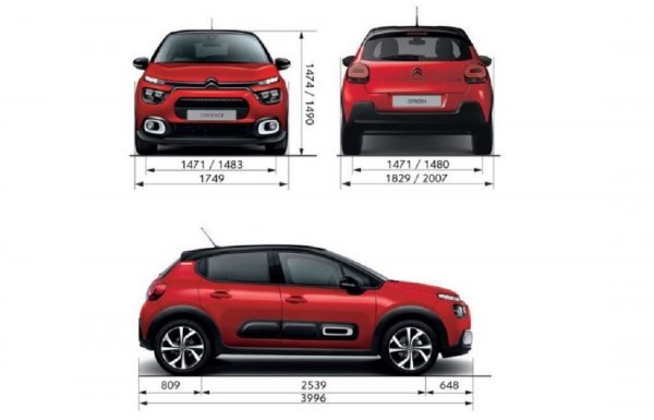 Citroën C3 - dimenzije