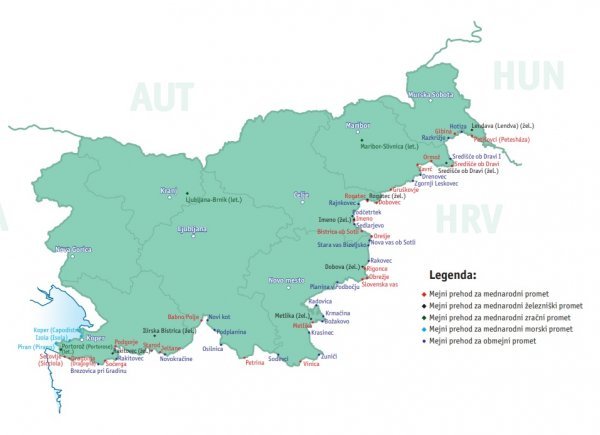 Karta različitih tipova graničnih prijelaza Slovenije i Hrvatske sa stranica slovenske policije (klikni za uvećanje)
