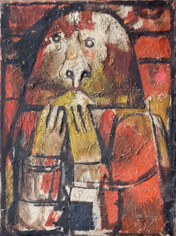Crvena baba, 1957., ulje na platnu, 75 x 55 cm