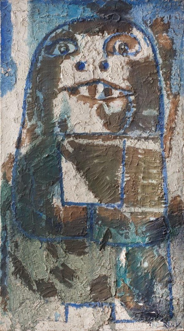 Badac I, 1967., ulje i pijesak na platnu, 100 x 55 cm